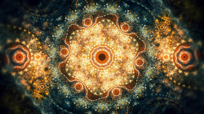 Abstract fractal pattern with orange and blue colors