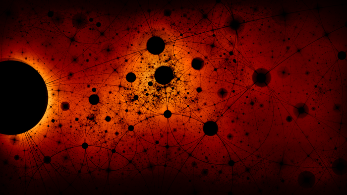 Abstract fractal network with a large black circle