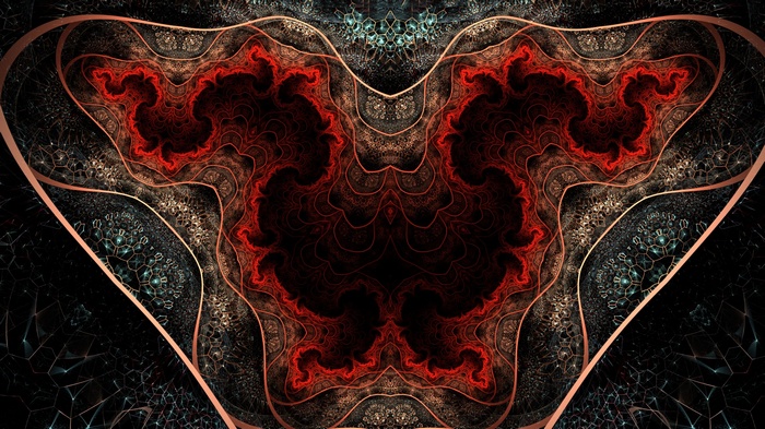 Abstract fractal art with red and black colors