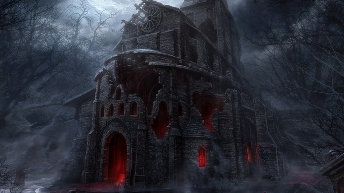 Diablo III, dark, castle, video games, church, digital art, artwork, creepy, Diablo, fantasy art