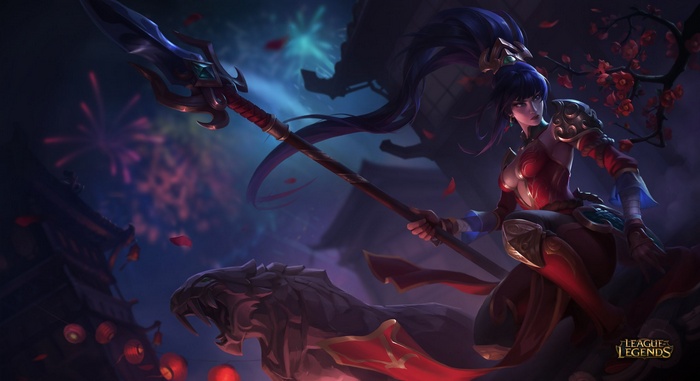 Nidalee with Spear and Tiger Mount in League of Legends