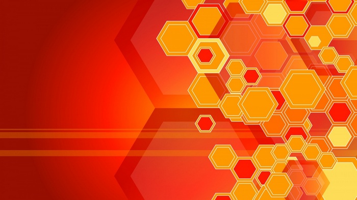Abstract Hexagon Pattern in Orange and Red