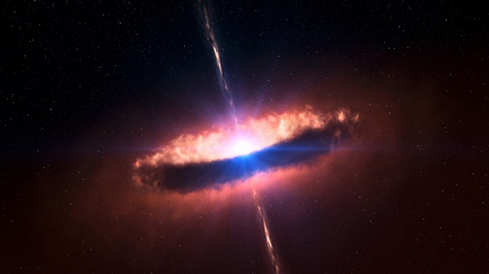 A quasar with a bright accretion disk and jets