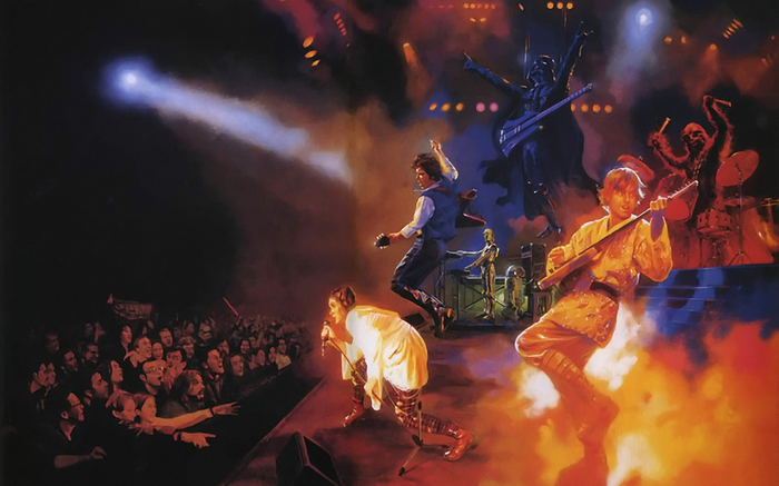 artwork, Han Solo, humor, C-3PO, Chewbacca, concerts, Star Wars, R2-D2, Darth Vader, Luke Skywalker, Princess Leia