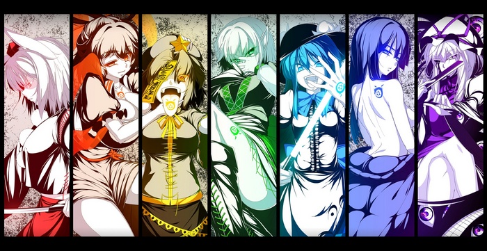 Touhou Characters: Miyako Yoshika, Yakumo Yukari, Mizuhashi Parsee, Kaku Seiga, Inubashiri Momiji, Houraisan Kaguya, Hinanawi Tenshi