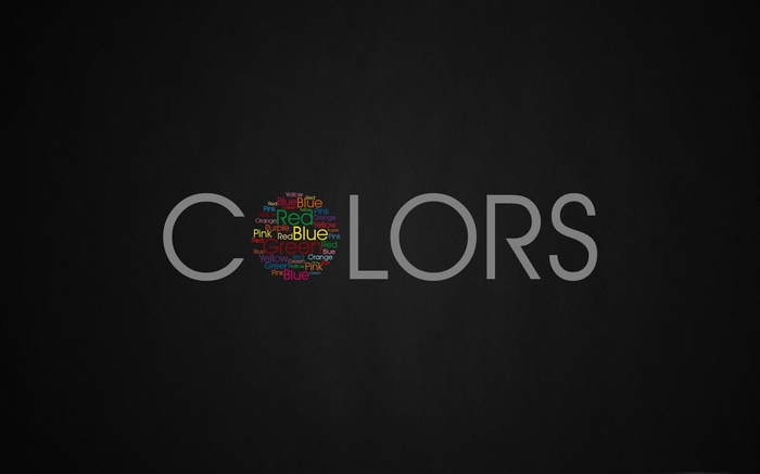 The word "COLORS" with a word cloud for the letter "O"