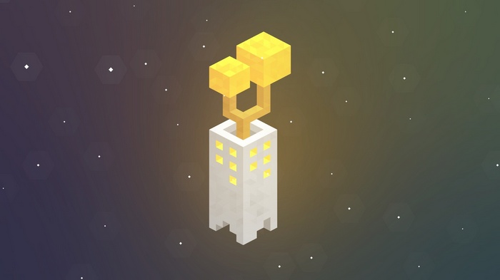 Pixel art building with golden structure