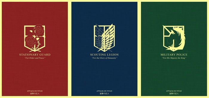Attack on Titan Military Factions Logos
