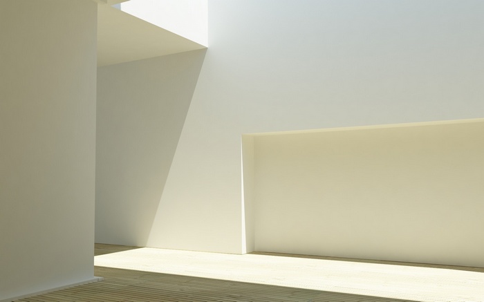 Minimalist interior with sunlight and wooden floor