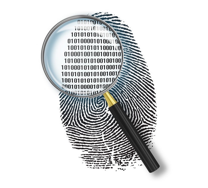 binary, black, numbers, fingerprints, magnifying glass, minimalism, white, abstract, white background