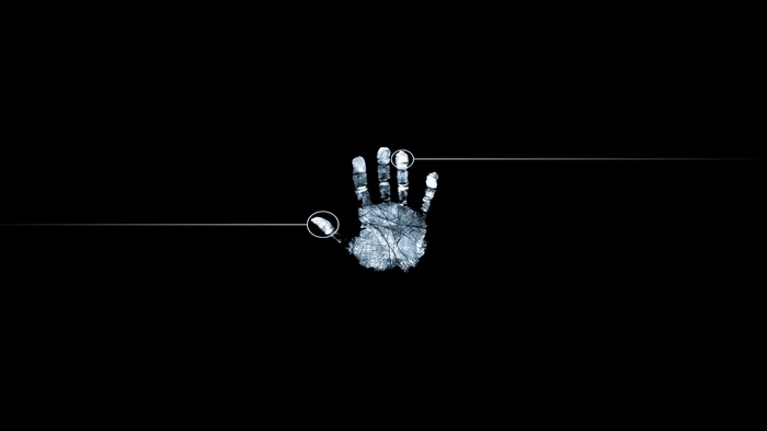 Abstract Handprint with Fingerprints on Black Background