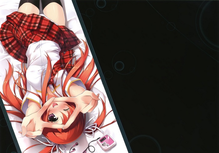 Anime girl with red hair and school uniform
