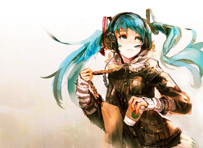 Hatsune Miku with Headphones and Coffee