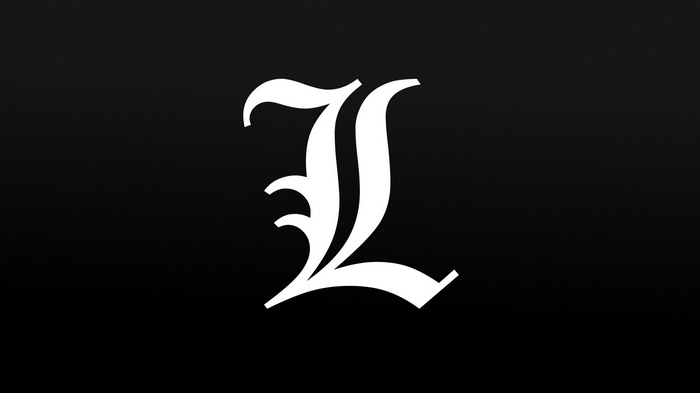 minimalism, Death Note, Lawliet L, black background, simple
