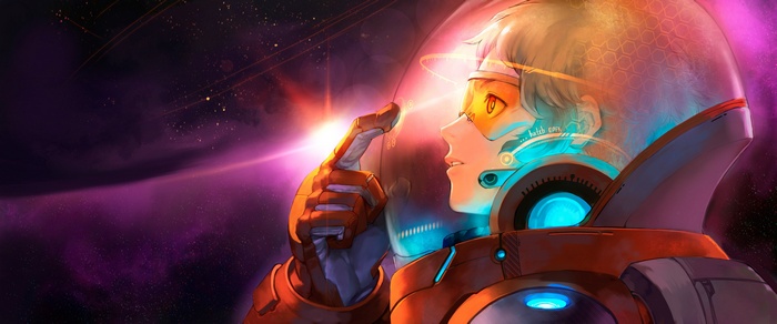 Anime girl in a futuristic space suit