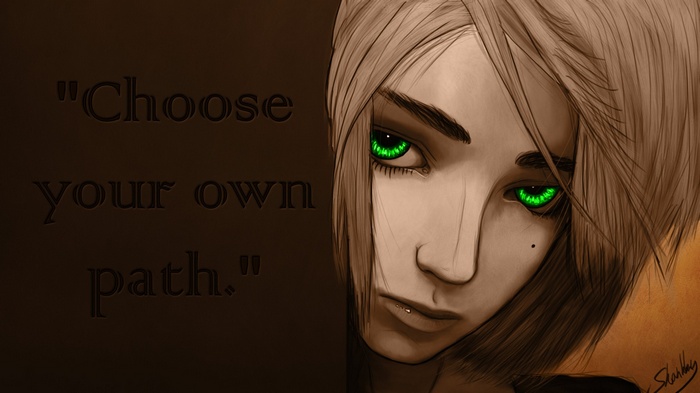 Quote "Choose your own path" with a woman