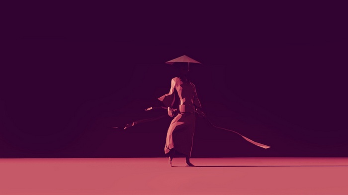 Low poly samurai with swords