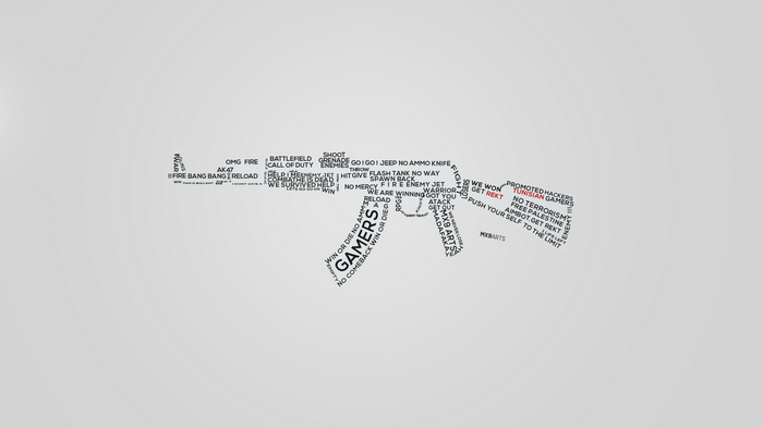 AK47 made of gaming words