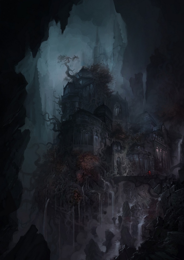 Castlevania: Lords of Shadow concept art of a dark castle