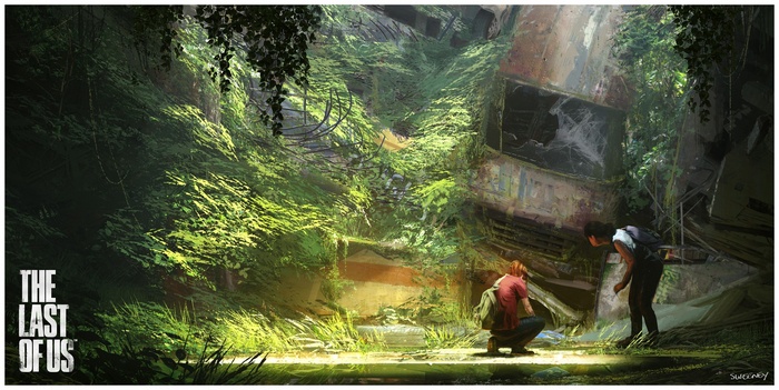 The Last of Us concept art of overgrown ruins