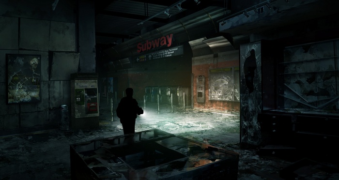 The Last of Us concept art of a subway station