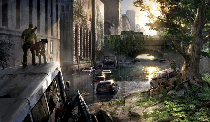 The Last of Us concept art of flooded city