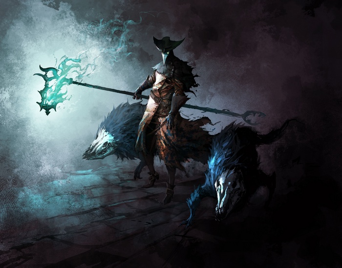 Castlevania: Lords of Shadow concept art with plague doctor and wolves