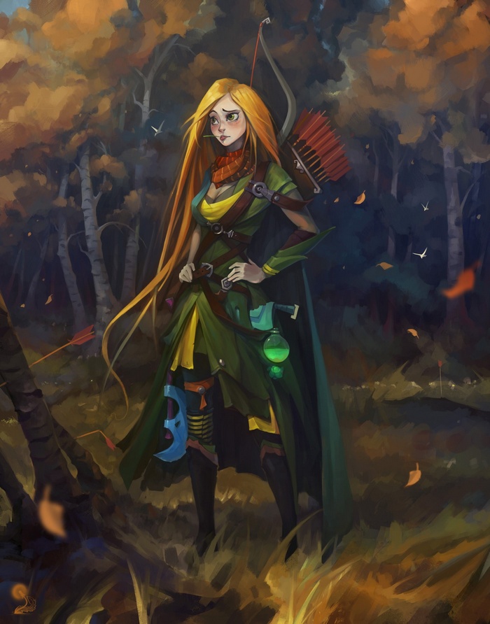 Windranger from Dota 2 in a forest