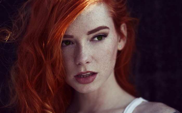 Hattie Watson, face, women, redhead, freckles, photo manipulation, HD ...