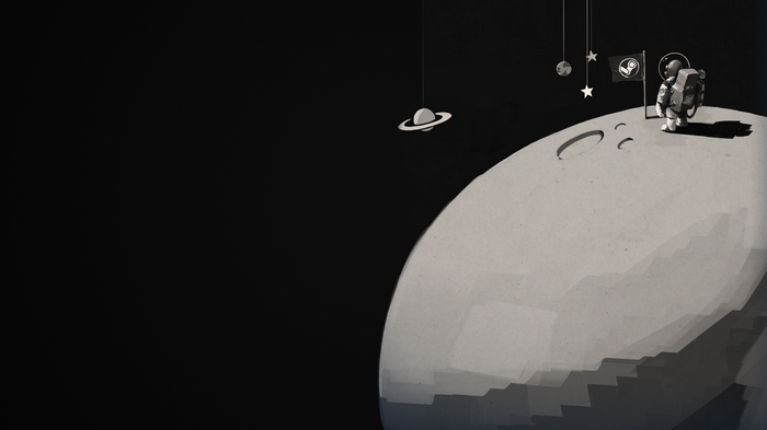 Steam artwork of an astronaut on a moon