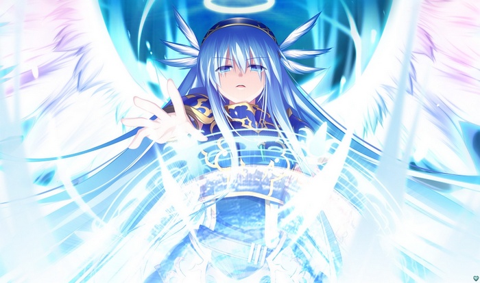 Anime girl with blue hair and wings