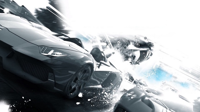 Lamborghini Aventador and other cars in motion