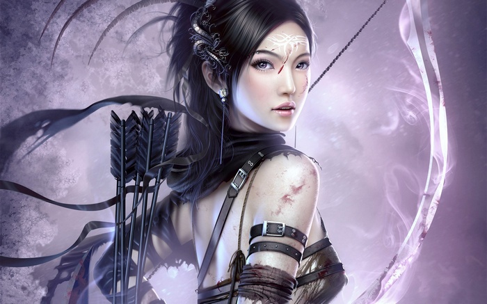 Fantasy Archer Girl with Bow and Arrows