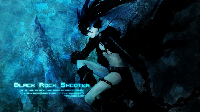 Black Rock Shooter anime girl in dark blue background