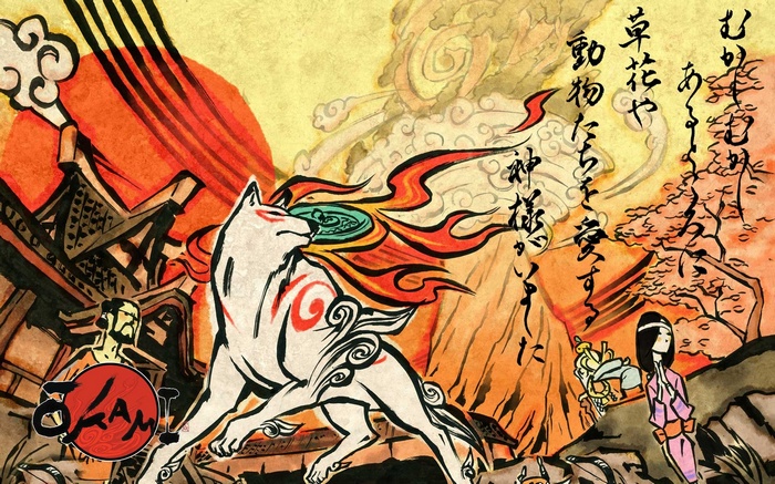 Okami: Amaterasu and Sakuya in Japanese Art Style