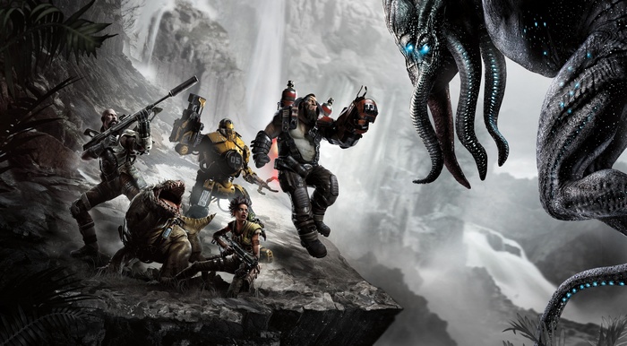 Evolve: Hunters face a giant alien monster