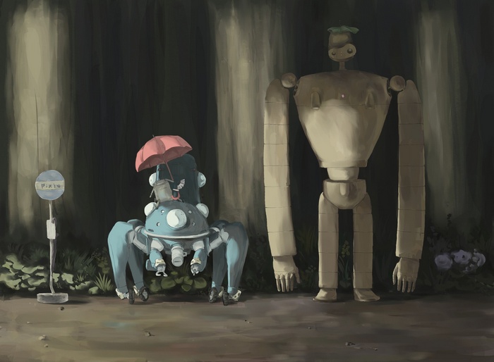 Castle in the Sky Robot and Totoro Crossover