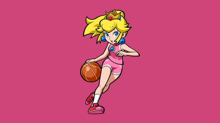 Princess Peach playing basketball