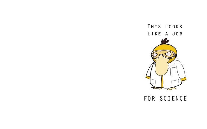 Psyduck in a lab coat for science