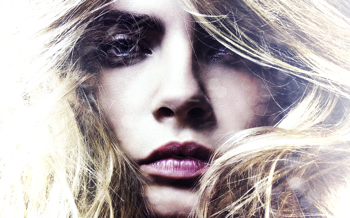 Close-up of a woman with blonde hair