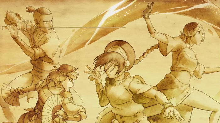 Avatar The Last Airbender Characters in Sepia Tones