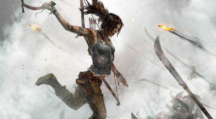 Lara Croft in Tomb Raider battle