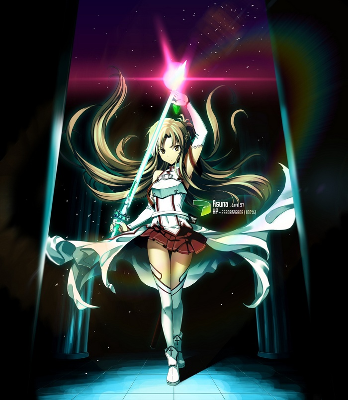 Asuna from Sword Art Online with a glowing sword