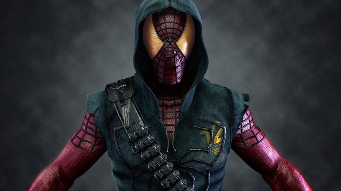 Spider-Man with a hooded vest and ammo belt