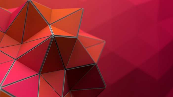 Abstract low poly geometric shape with red and orange facets