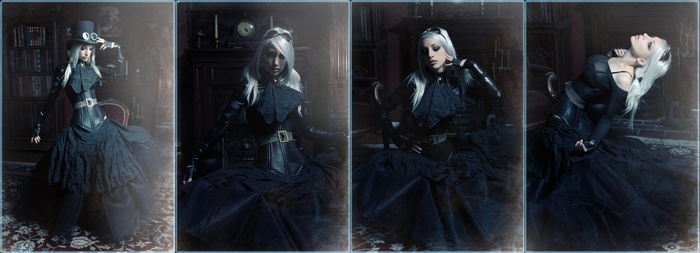 Model Kato Lambert in steampunk attire