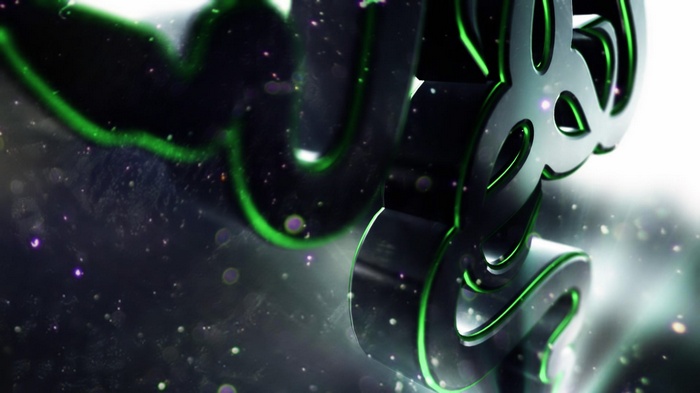 Razer logo with green accents and particles