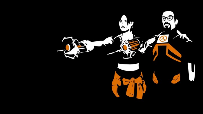 Gordon Freeman and Chell from Half-Life 2 and Portal 2