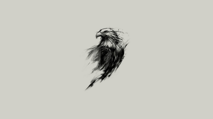 Monochrome sketch of an eagle in flight