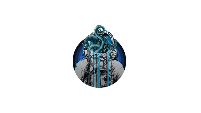 Astronaut with tentacles emerging from head